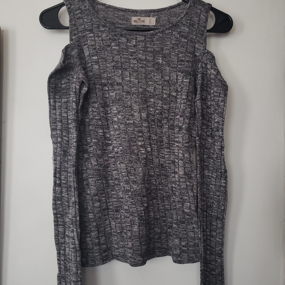Gray Cold Shoulder Sweater.